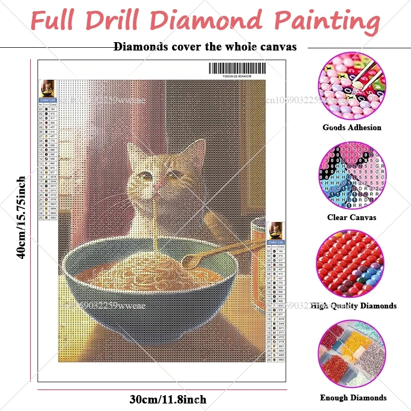 5D DIY Diamond Painting Fun Cat Smoking Drunk Art Fantasy Pictures Cats Art Full Drill Handwork Diamond Mosaic For Art Gifts