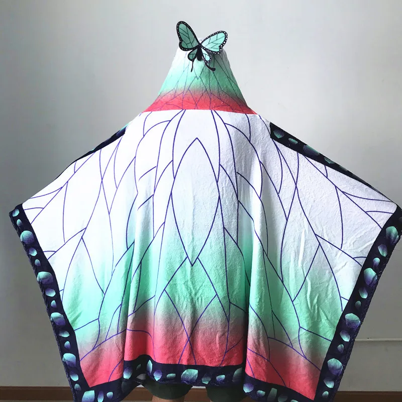 1*1,6 m capa de manta Demon Slayer Tanjirou Nezuko Zenitsu Giyuu capa del Cuerpo de Halloween capa de franela disfraz de Cosplay capa con capucha