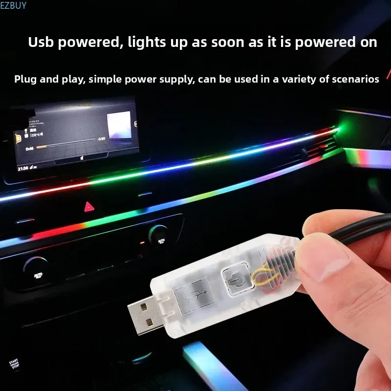 Car central control ambient light Car Symphony modified LED instrument panel ambient light USB cable-free streamer