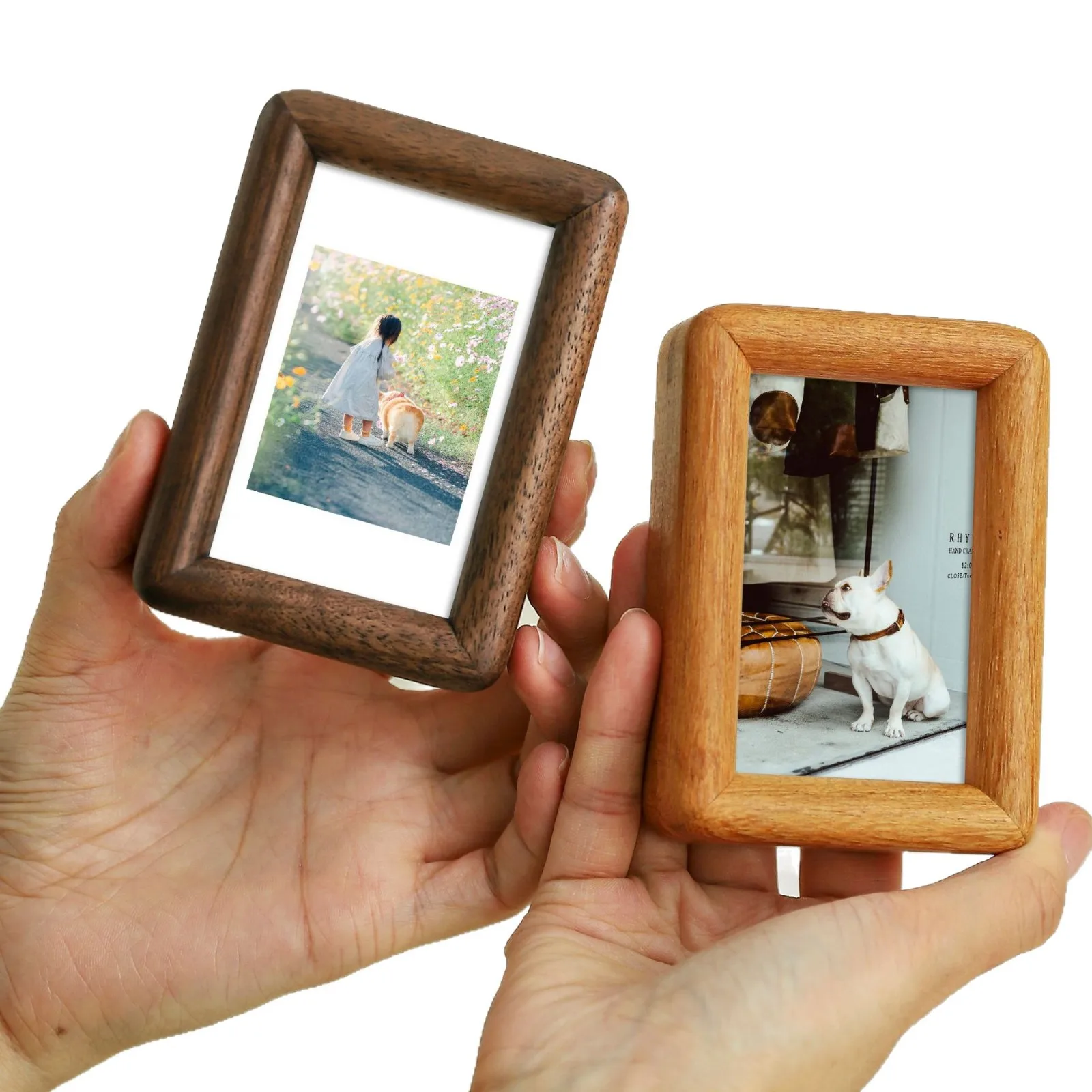3/4 Inch Black Walnut Solid Wood Photo Frame Mortise and Tenon Mini Magnetic Refrigerator Magnet Photo Frame Diy Polaroid Table
