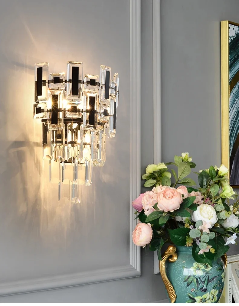 Led Crystal Wall Lamp For Bedroom Modern Home Decor Hallway Light Luxury Creative Design Bedside Wall Sconce Lighting Fixture