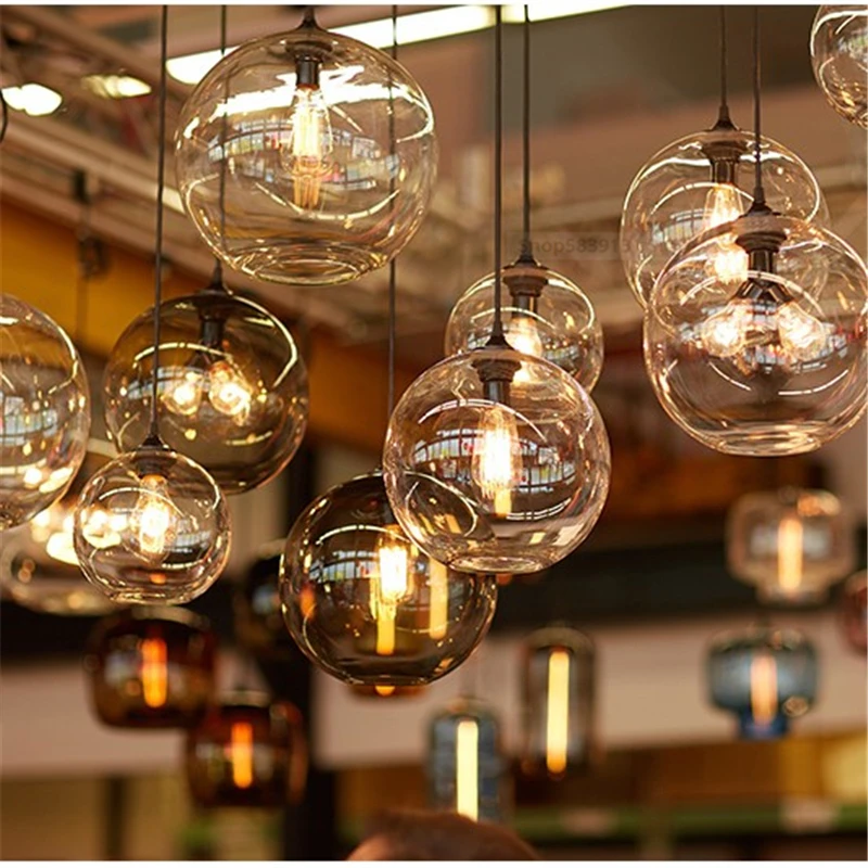 Nordic Modern Stained Glass Pendant Lights LED Colorful Hanging Lamp Dining Living Room Kitchen Home Decor Lighting Fixtures E27