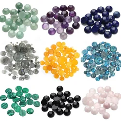 10pcs Natural Stone Round Cabochon Beads Crystal Quartz Aventurine CAB Loose Beads for Jewelry Making DIY Ring Necklace Bracelet