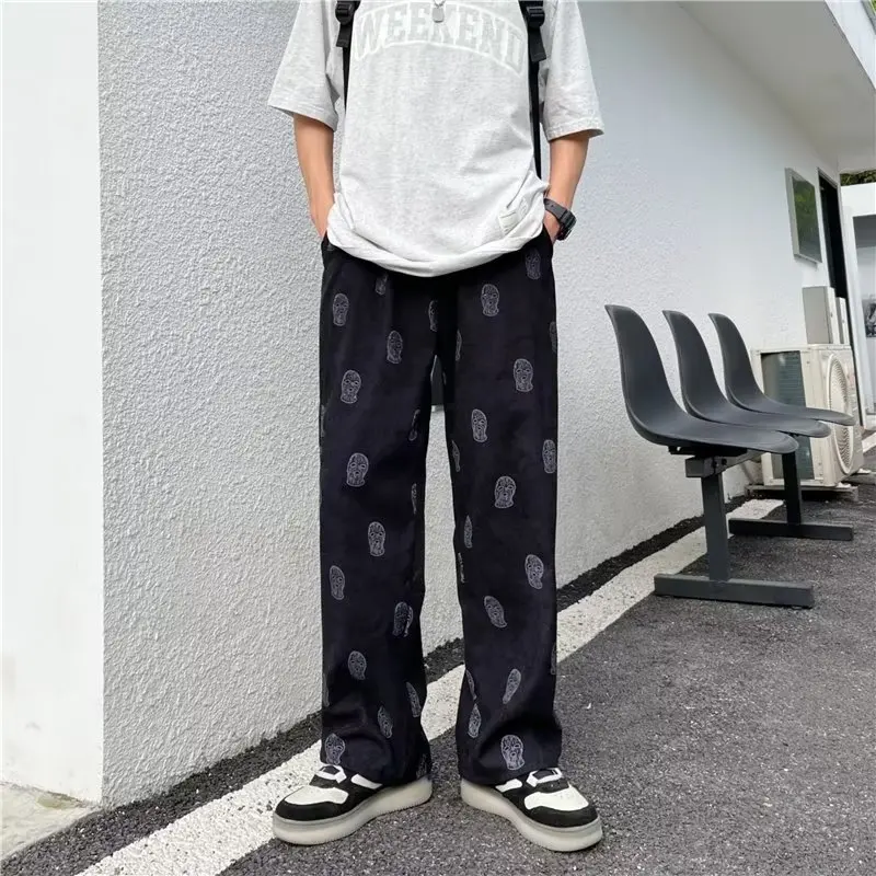 

Весенне-летние мужские повседневные брюки больших размеров с высокой талией, свободного кроя, в уличном стиле, ретро, длинные брюки, модные джинсы больших размеров