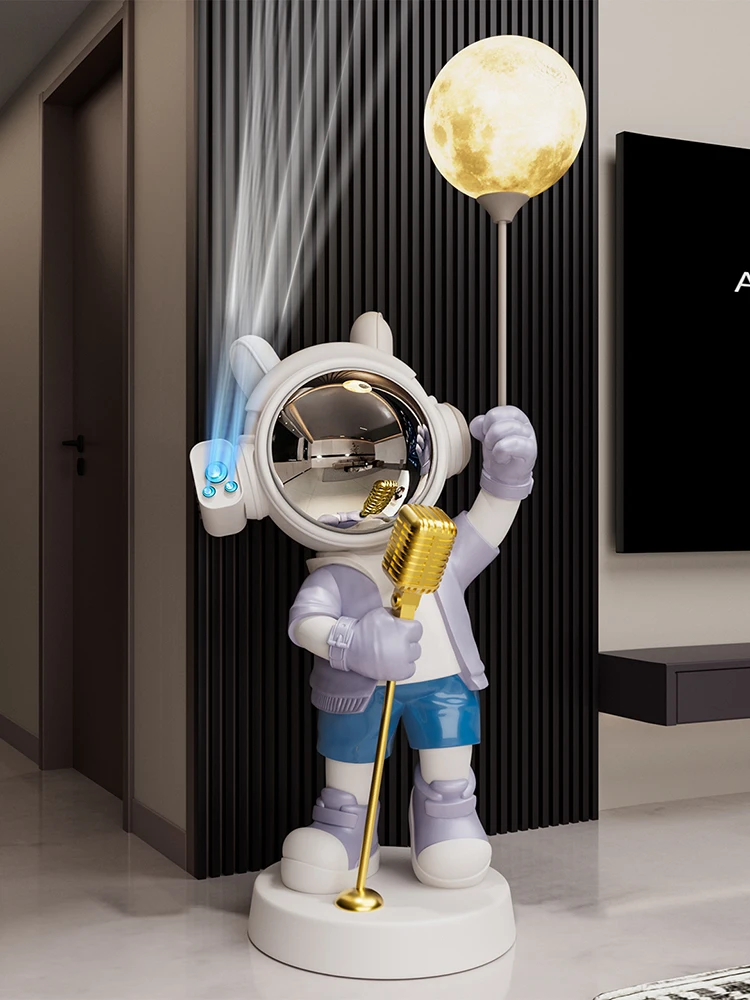 Home Decor Rabbit  Astronaut Statues Starry Sky Projector Floor Decor Living Room Large Luminous Animal Sculptures Art Ornaments