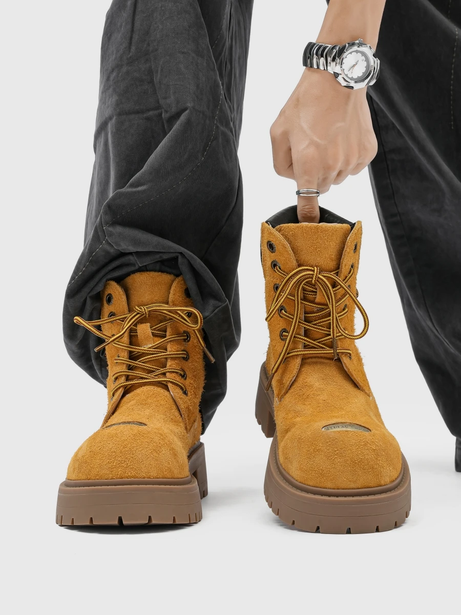 

Мужские ботинки, новинка 2025, осенние желтые ботинки Briti Sle в стиле ретро, ботинки Thi Bot, походные ботинки с большой головкой