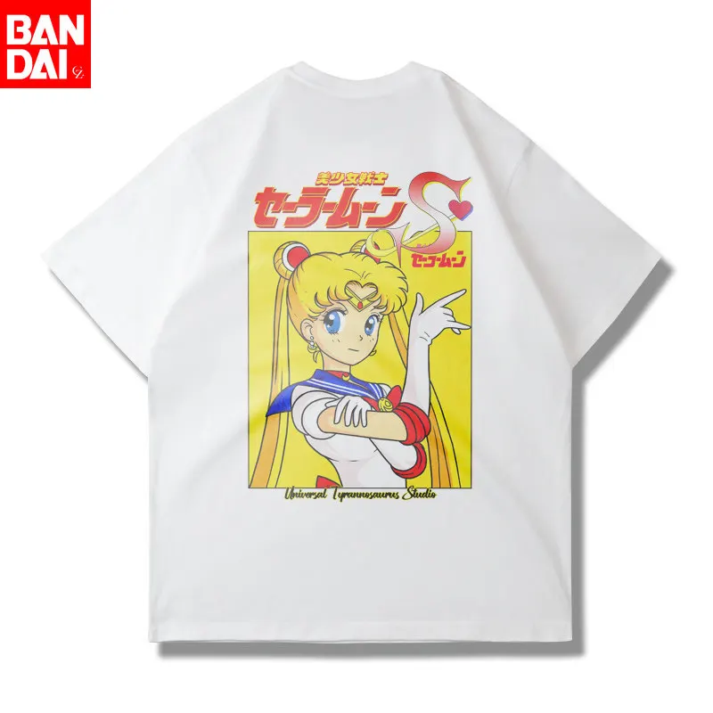 

Футболка оверсайз с графическим принтом «Сейлор Мун Венера и Минако Айно» в стиле ретро-аниме, черная, летняя, 2026, уличная одежда, для женщин и мужчин, повседневные топы