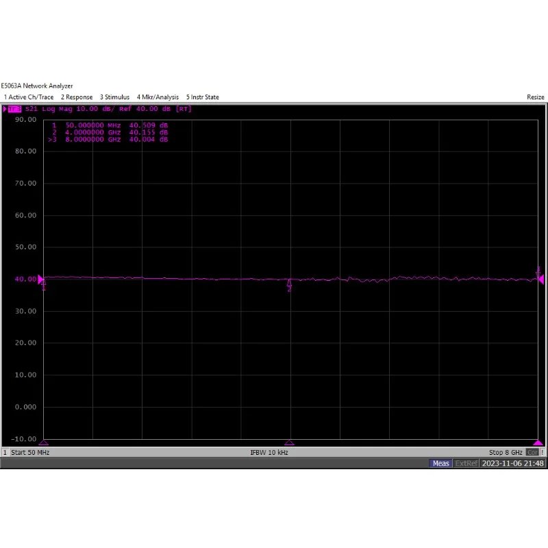 50MHz-8GHz40dB High Gain High Flatness P1dB: 19dBm 1.6dB Low Noise RF A-mplifier