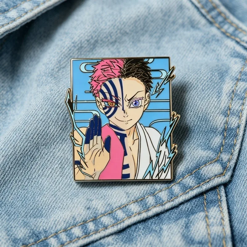 Demon Slayer Kimetsu no Yaiba Akaza (Hakuji) Enamel Pin, Upper Moon 3 Metal Brooch Badge, Anime Backpack Decoration Accessory view 5