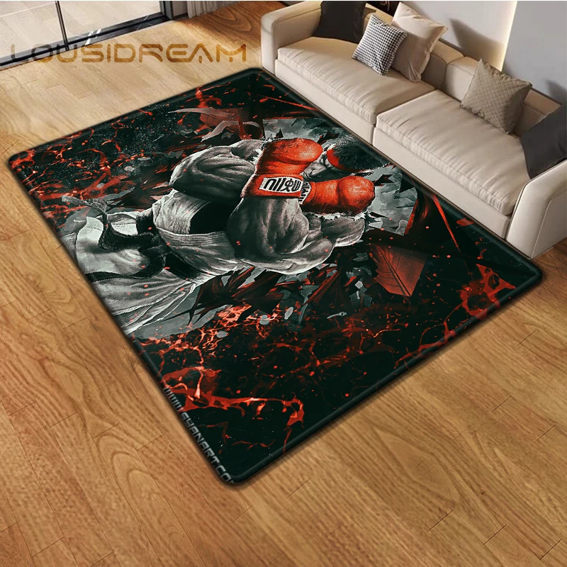 Retro Game Street Fighter Gamer Area Rug, Non-Slip Floor Mat, Carpet for Living Room Bedroom, Sofa, Doormat, Decoration, Kid Pl