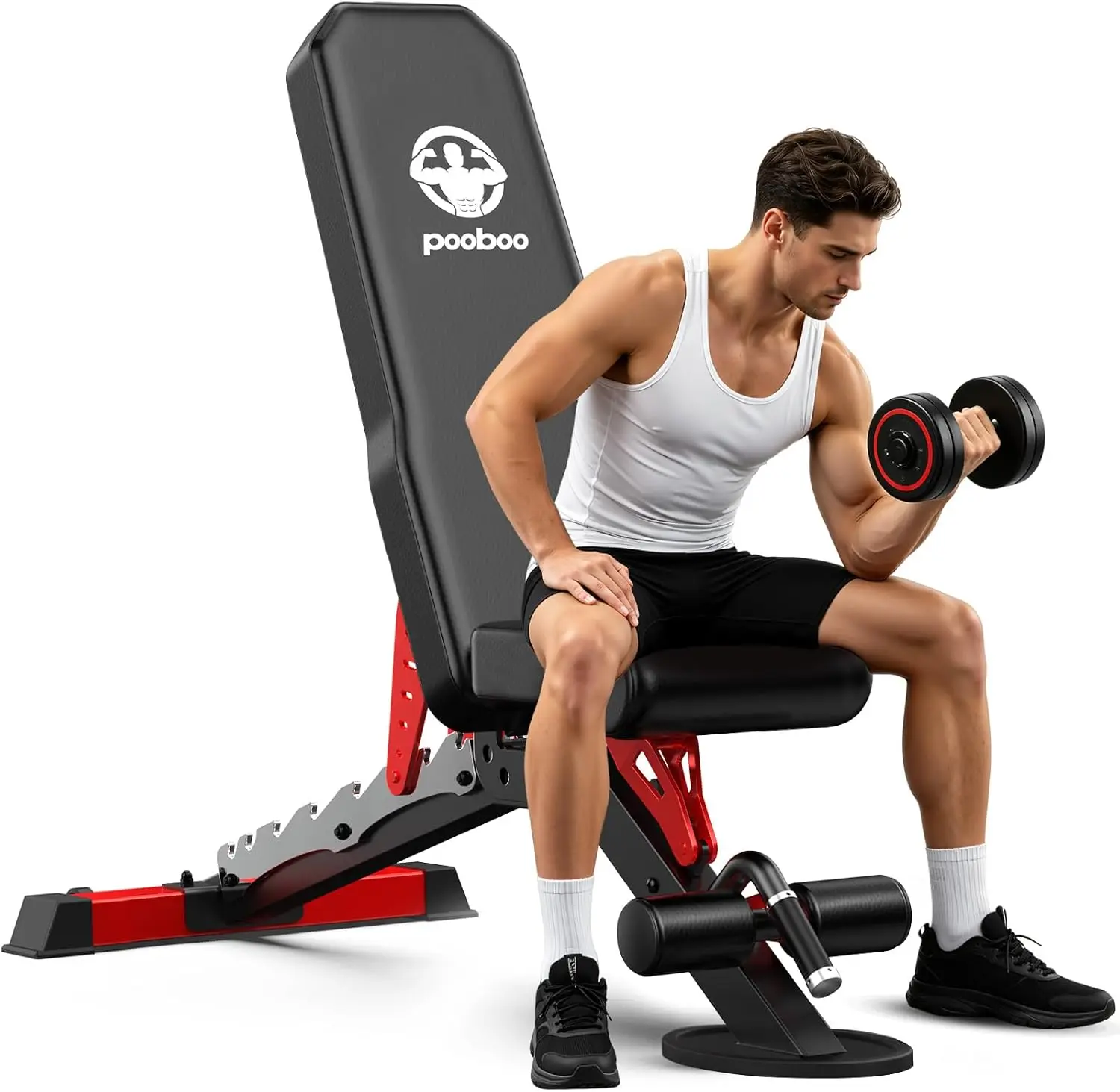 Adjustable Weight Bench, 1500 LBS FID Bench, Heavy Duty Steel Frame, Multi-Position Home Gym