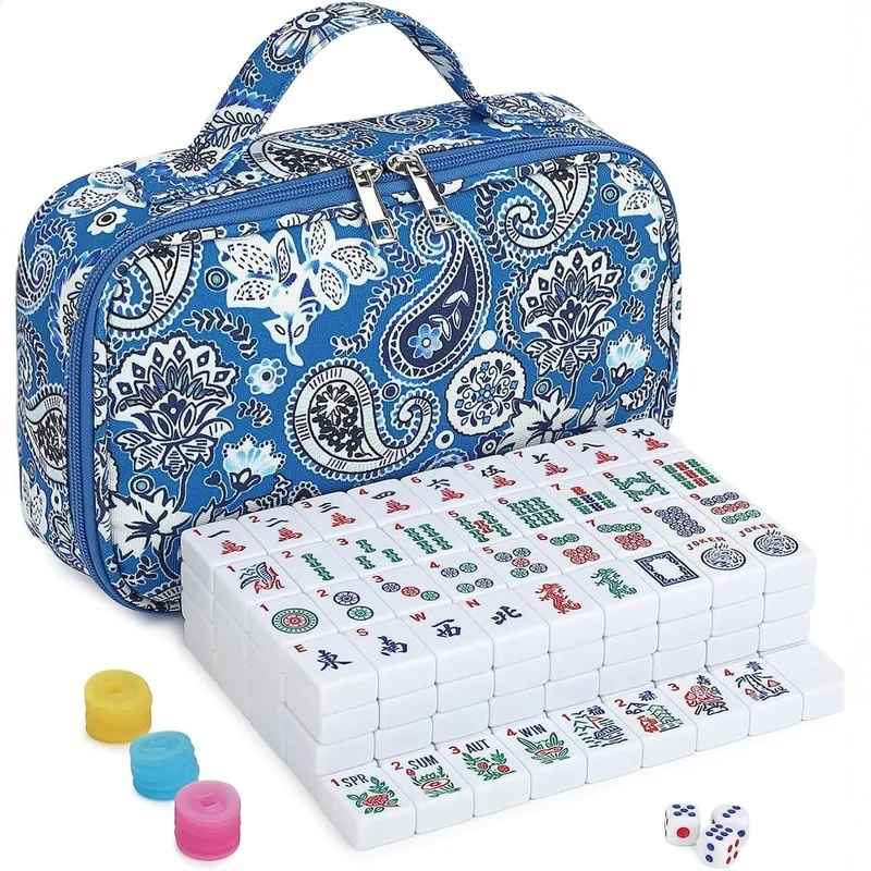 Retro patterned mahjong storage bag Portable handbag mahjong bag Large-capacity, high-quality cosmetic bag