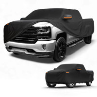 Car Cover Waterproof All Weather Sun Rain Protection Full Exterior Cover for Chevy Silverado Black with Reflective Strips
