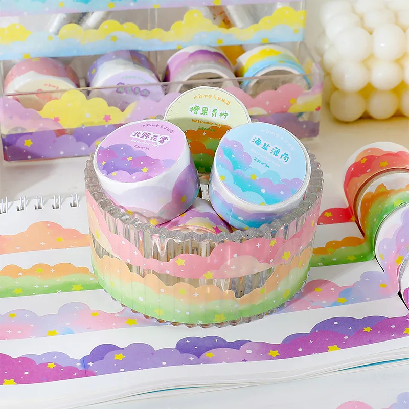 Girl Heart Cute Gradual Clouds Handbook Tape Cartoon Student Handbook Sticker and Paper Material Film Washi Tape