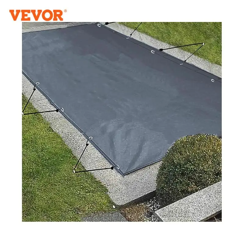 VEVOR Pool Safety Cover 13x26 ft In-ground PVC Rectangular Solid Charcoal Pool Covers for Swimming Pool Winter Protection Cover