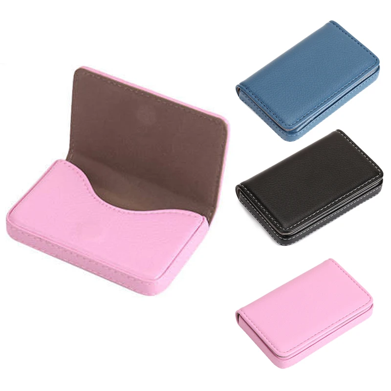 PU Leather Business Card Holder Men Credit Card Holder Large Capacity Wallets Women Metal Bank Card Case With Magnetic Shut