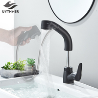 Basin Faucet with Flexible Pull Out Sprayer Deck Mounted Extendable Lift Bathroom Sink Mixer Taps Dual Modes Nozzle For Kitchen
