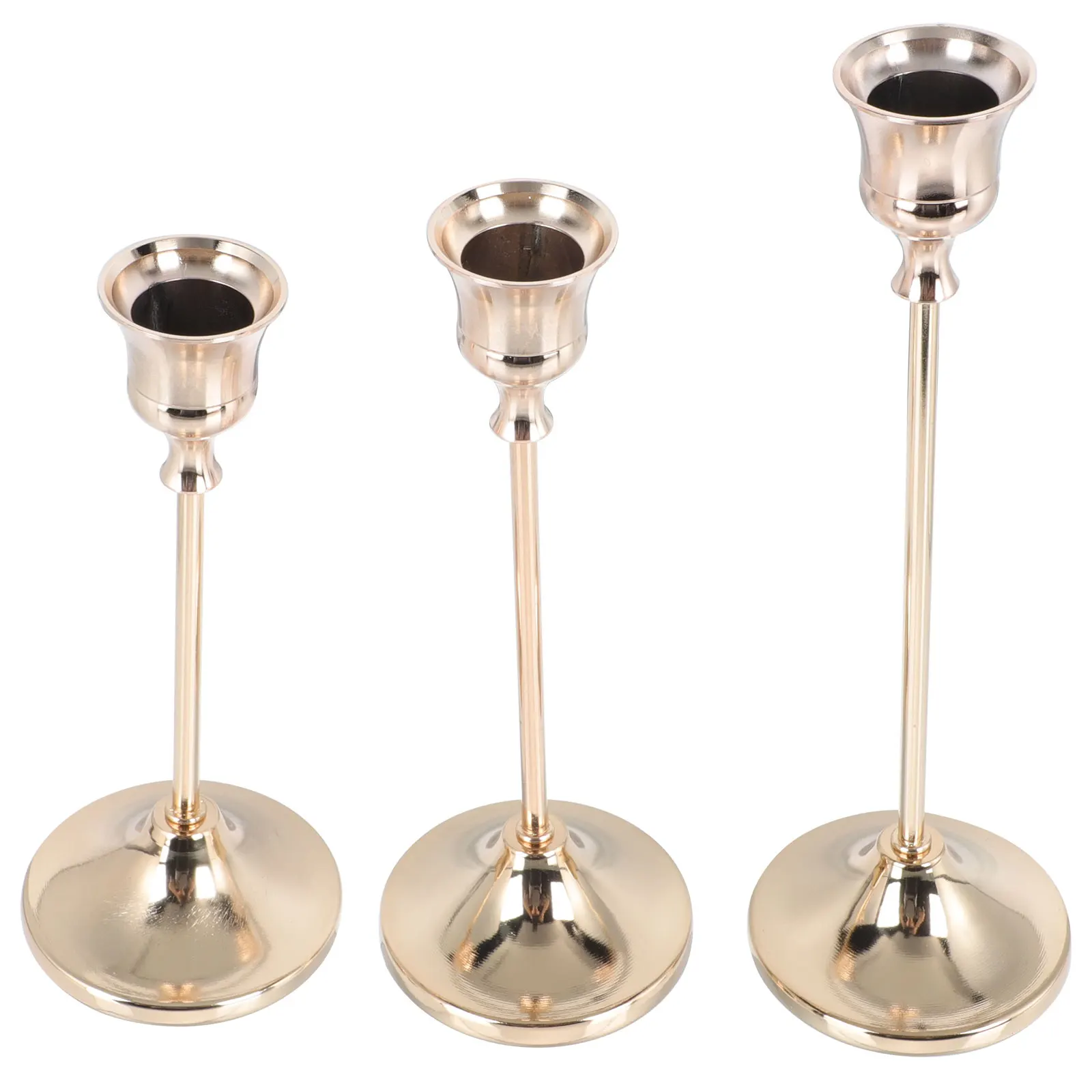 

3 Pcs Metal Iron Holders Sticks Retro Golden Decorative Elegant Christmas Dinner Party Table Centerpiece