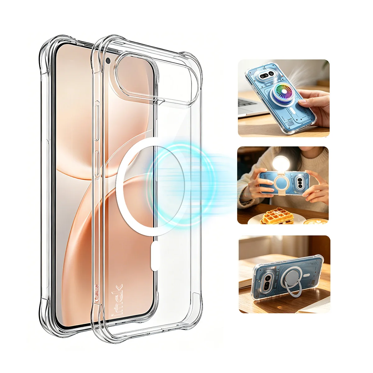 Магнитный чехол для vivo S50 Pro mini 5G, vivo X300 FE 5G Zeiss / Russian IMAK, ударопрочный мягкий чехол из ТПУ с воздушной подушкой