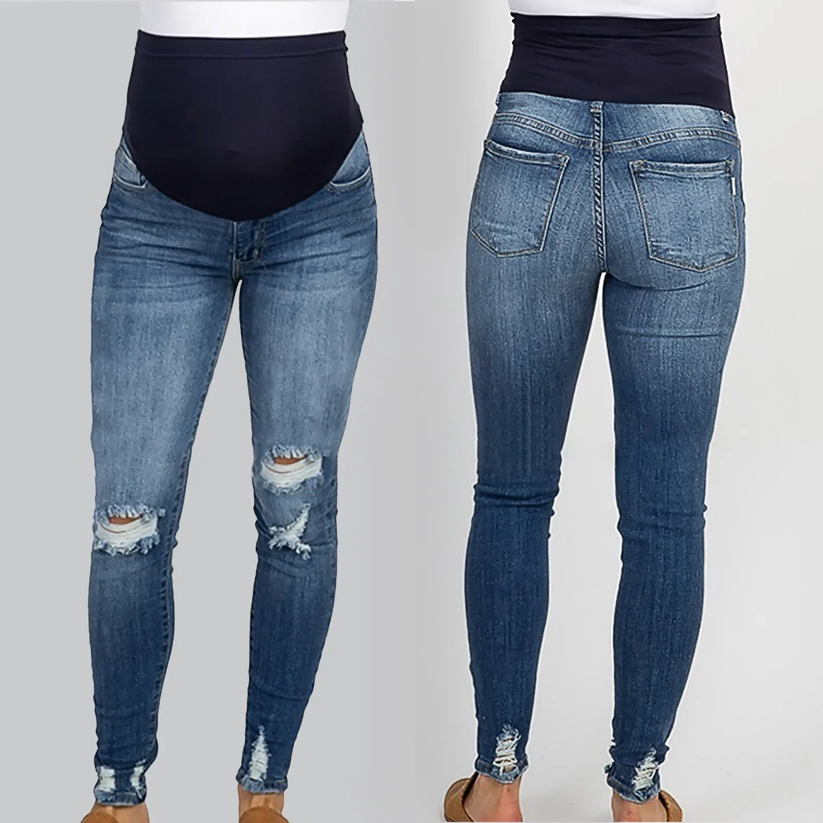 2024 New Summer Autumn Fashion Pants Maternity Jeans High Waist Belly Skinny Pencil Pants Clothes for Pregnant Women Pregnancy