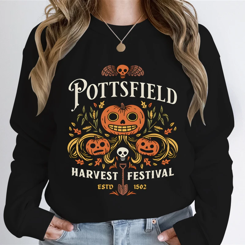 Hoodies kaus wanita, Hoodie Halloween tanaman labu tengkorak labu Vintage, Sweatshirt trendi