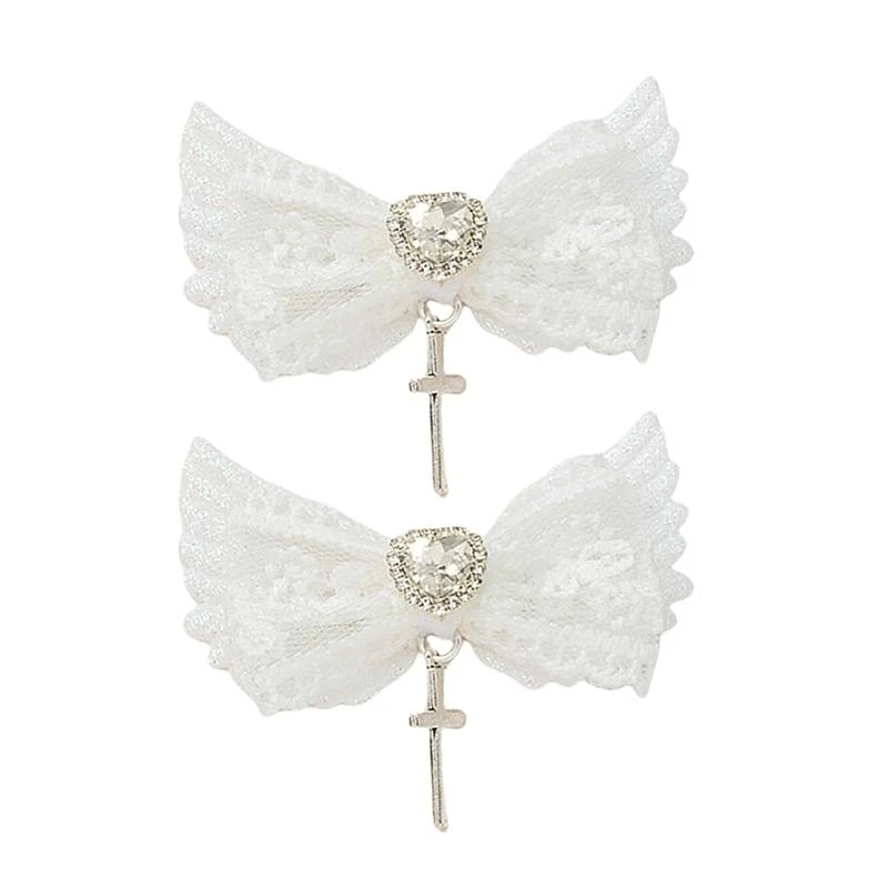 

Flat Clip Hairpin Wing Studded Balletcore Headwear Bunches Clip Elegant Rhinestones Bowknot Hair Clip Photo Props 15UB