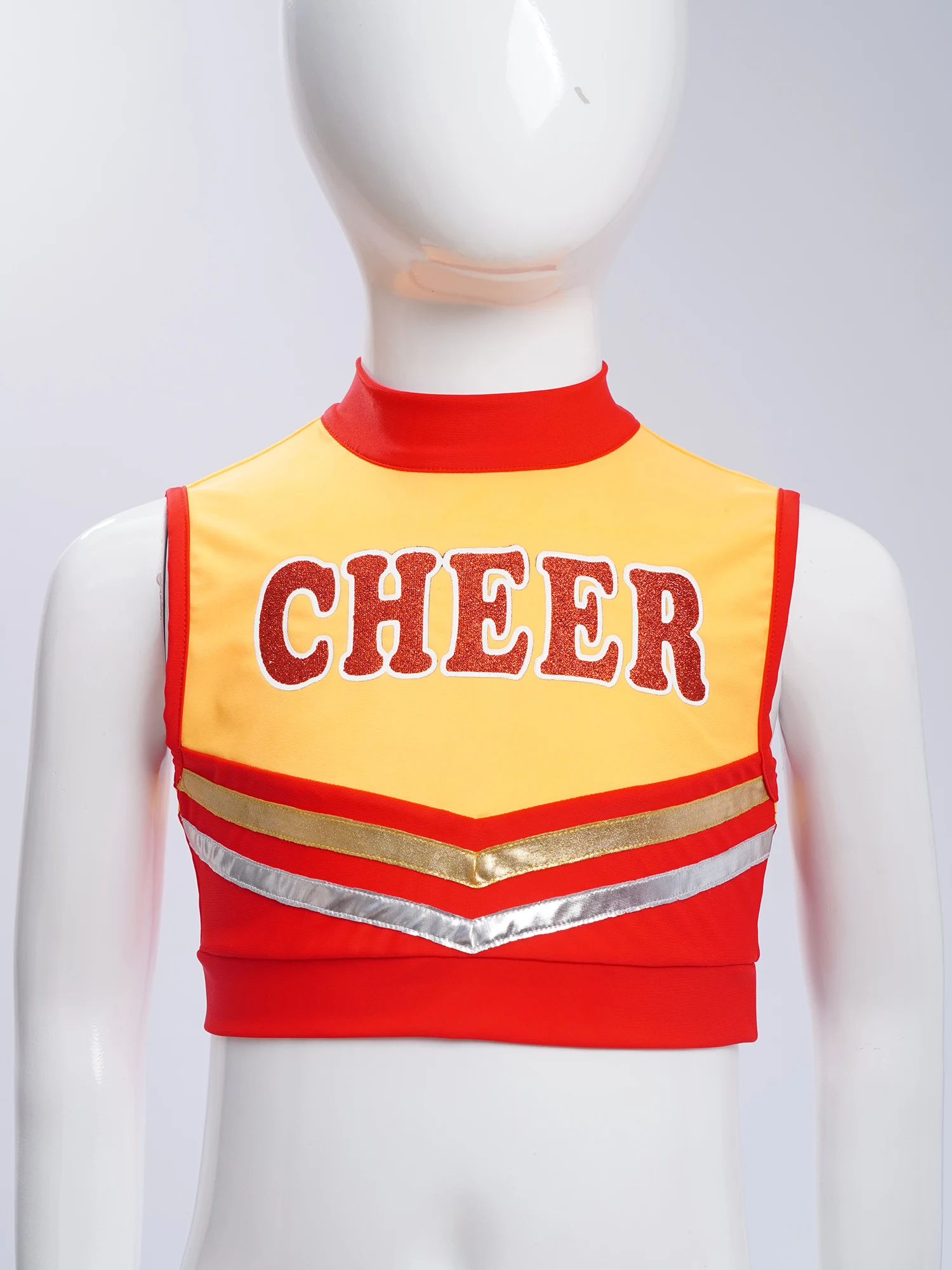 Girls Cheerleader Dance Costume Outfit Set Halloween Cheerleading Fancy Dress Up for Birthday Party Cheer Uniform School Perform