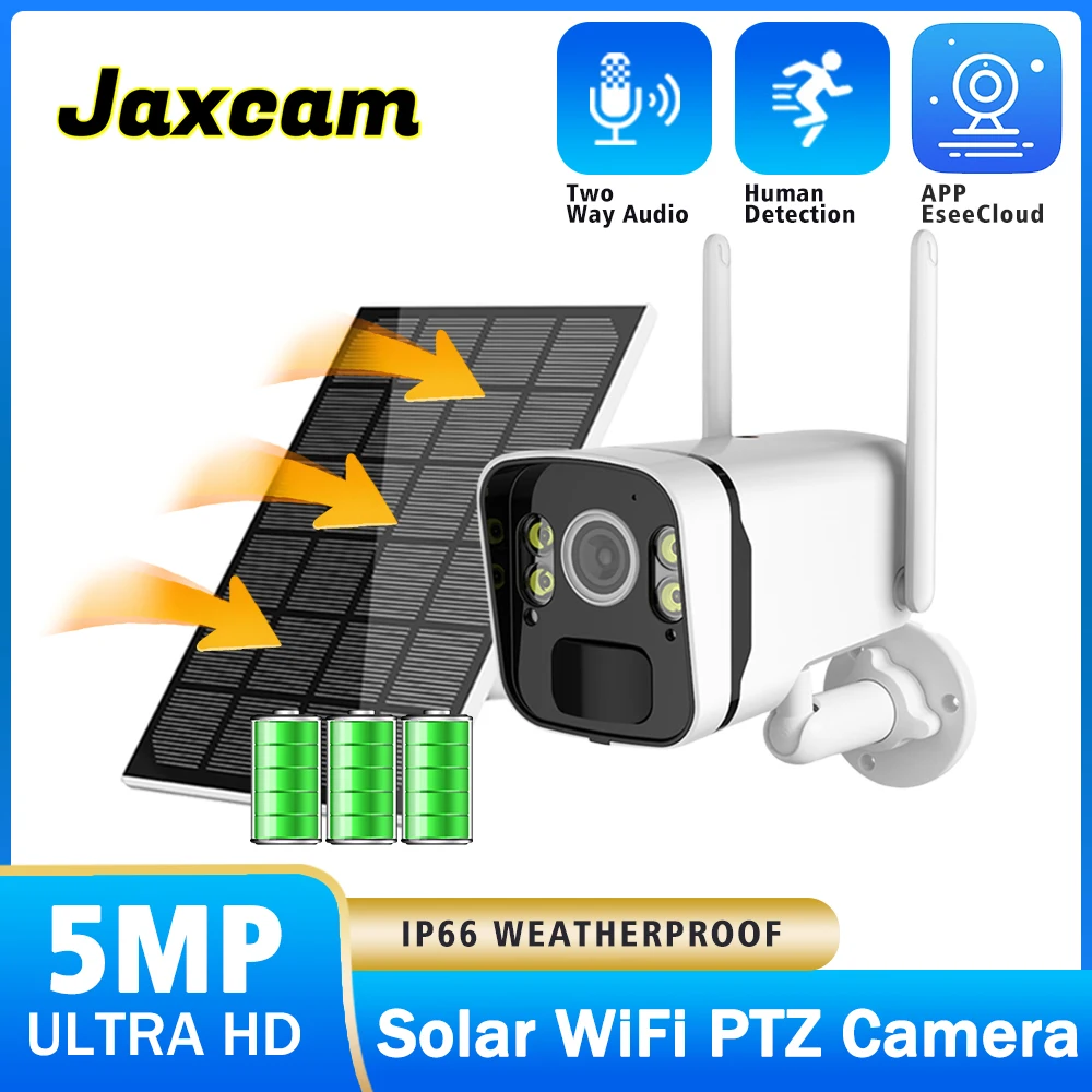 5MP WiFi Solar Bullet Camera Color night vision Solar Panel Rechargeable Battery waterproof Monitoring CCTV Camera ESeeCloud