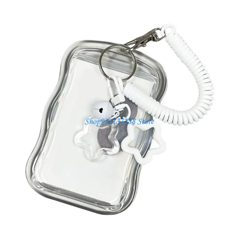 G88d Clear Card Holder mit Spring String Bus Card Case Wasserbeständige Kartenärmele