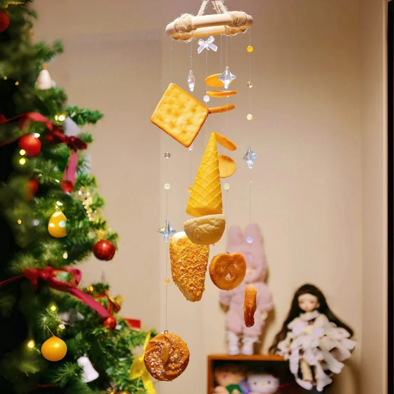 DIY Wind Chime Kit Biscuit Ice Cream Hanging Pendant Crystal Suncatcher Dessert Wind Bell Home Room Christmas Decor Gift