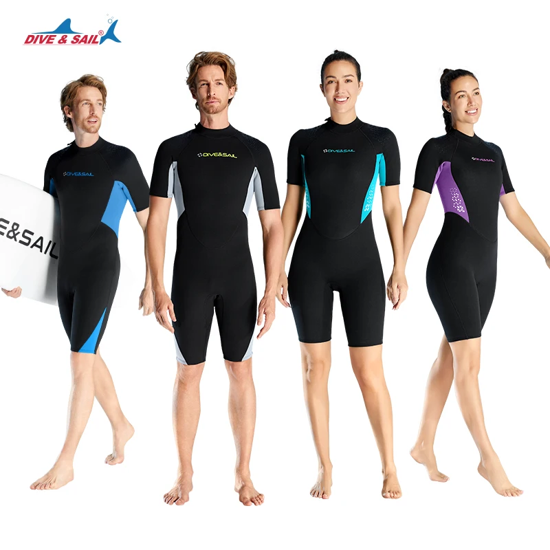 

Mens Wetsuit Women Adult Shorty 1.5MM Neoprene Wet Suit Diving Scuba Surfing Suits, One Piece Short Sleeve Thermal Wetsuits