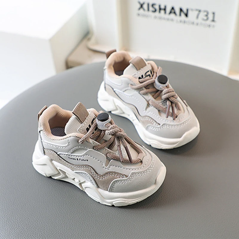 Trendy Children Shoes Spring Autumn Casual Sports Sneakers Breathable Running Shoes 1-6-year-old Baby Shoes Soft Sole Leather