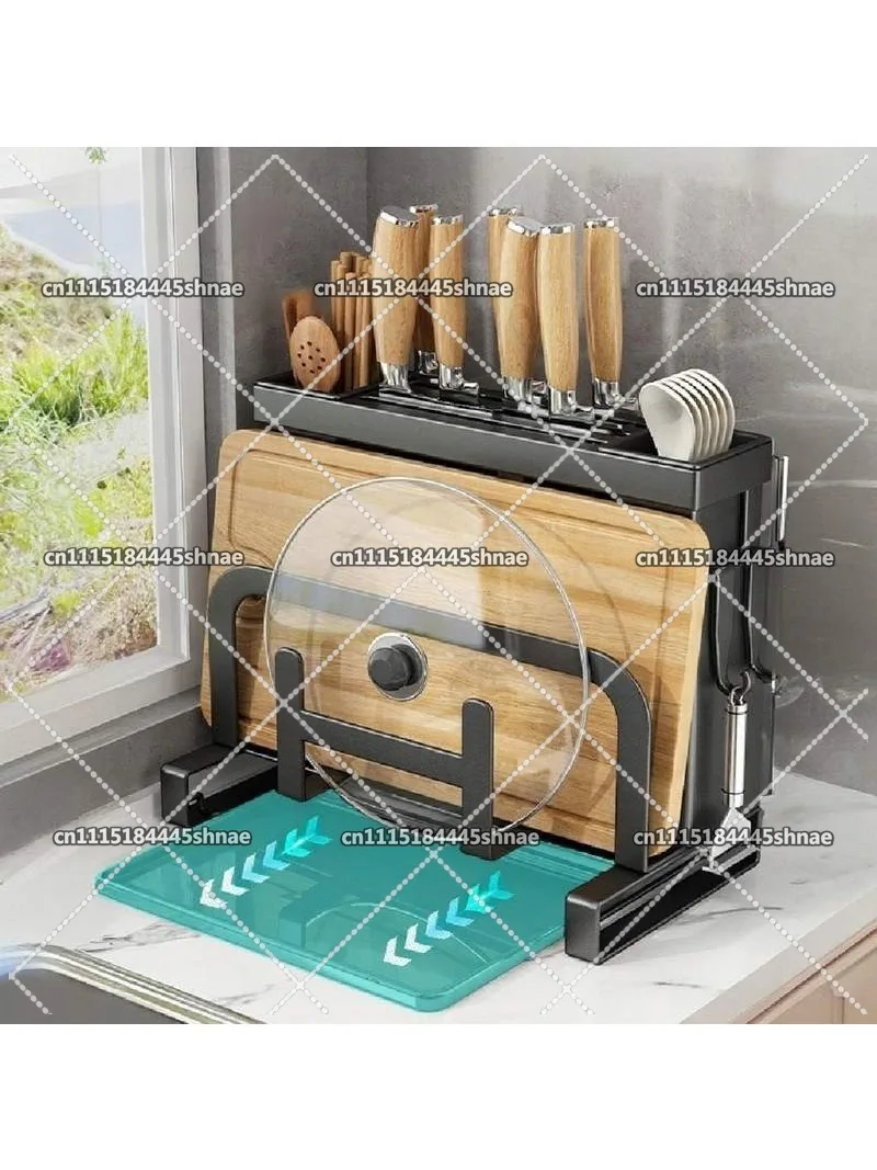 Wall-mounted multi-functional kitchen chopstick cage integrated vegetable rack pot lid storage rack cutting board storage rack