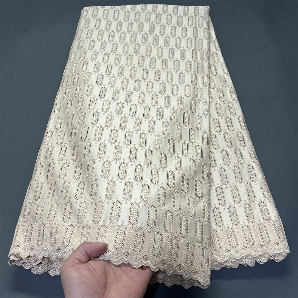

2026 High Quality African Nigerian Tulle Lace Fabric for Sewing Wedding Party Gown Dresses Embroidered Cotton Damask 5 Yards