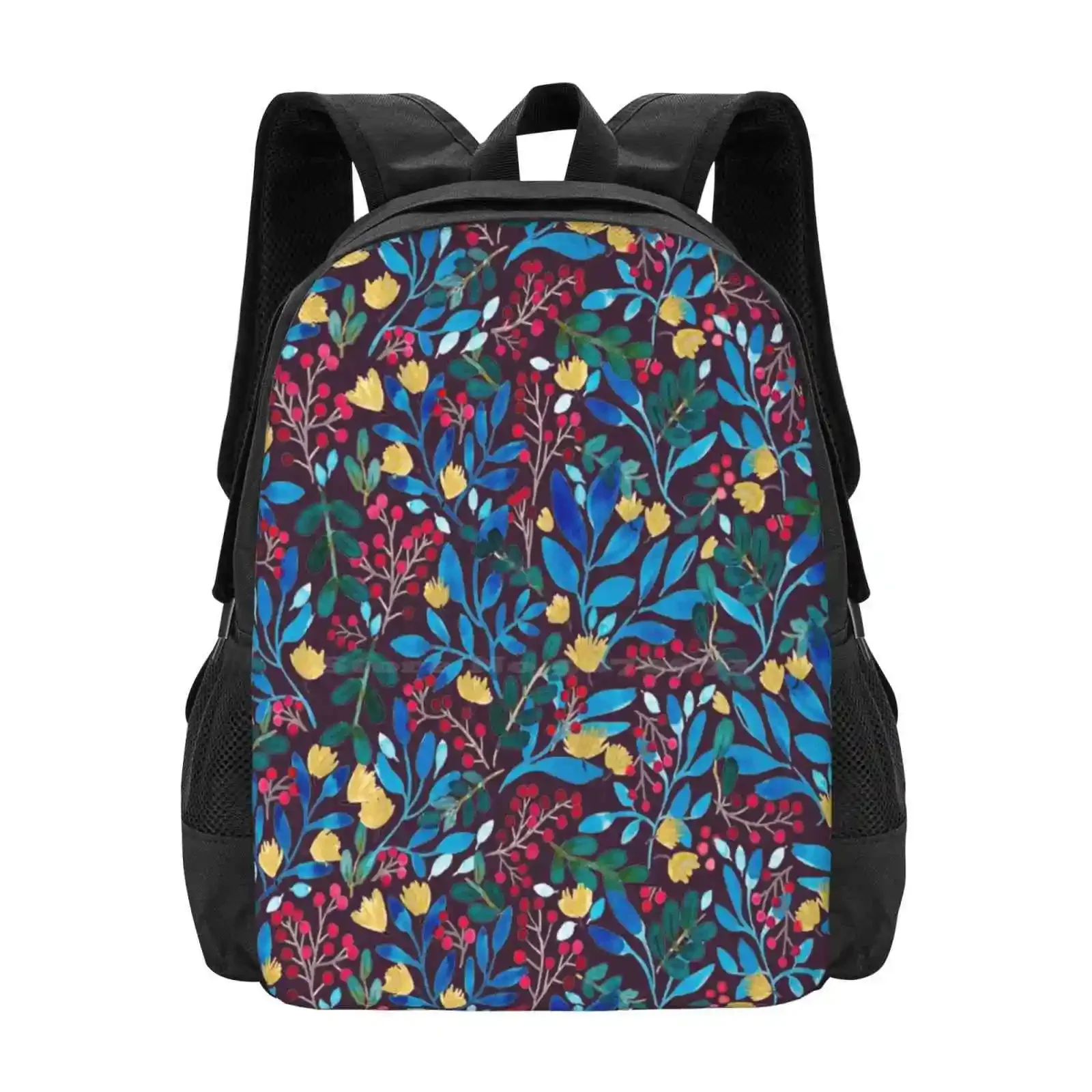 

Autumnal Colors Hot Sale Schoolbag Backpack Fashion Bags Gouache Floral Pattern Flowers Nature Boho Bohemian Beach Tropical