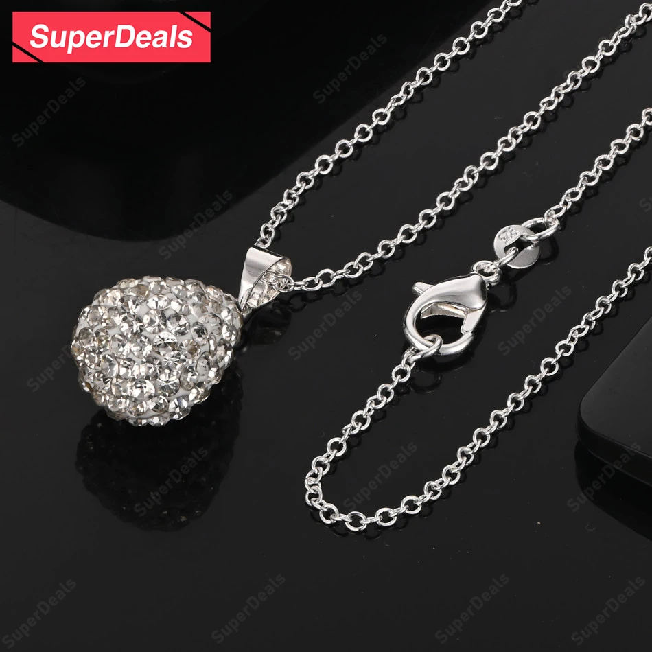 

SuperDeals AAA Zircon 925 Sterling Silver Water Drop Pendant Necklace For Women Birthday Anniversary Party Classic Noble Jewelry