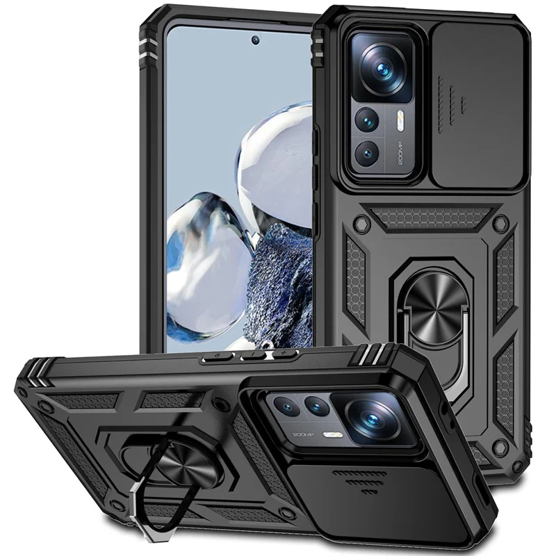 

Shockproof Armor Funda For Xiaomi 12T Pro 5G Case Slide Lens Protect Ring Holder Cover for Xiomi Mi 12 T Pro 12X Mi12 Xiaomi12T
