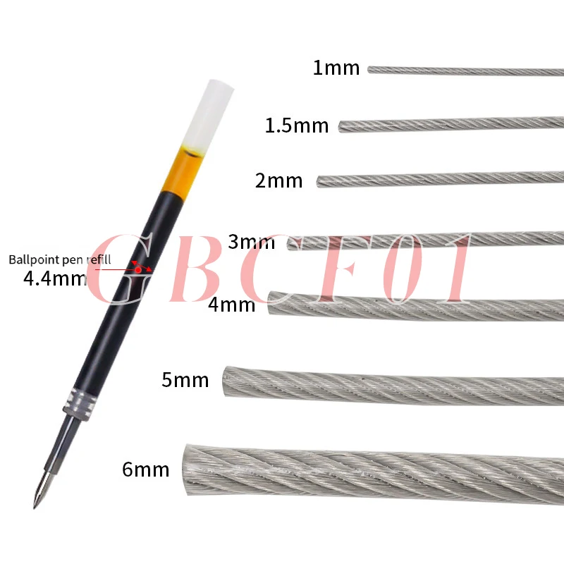 304 Stainless Steel Coated Soft Wire Rope Clothesline 1mm/2mm/3mm/4mm/5mm/6mm Extended PVC Coated Wire Rope