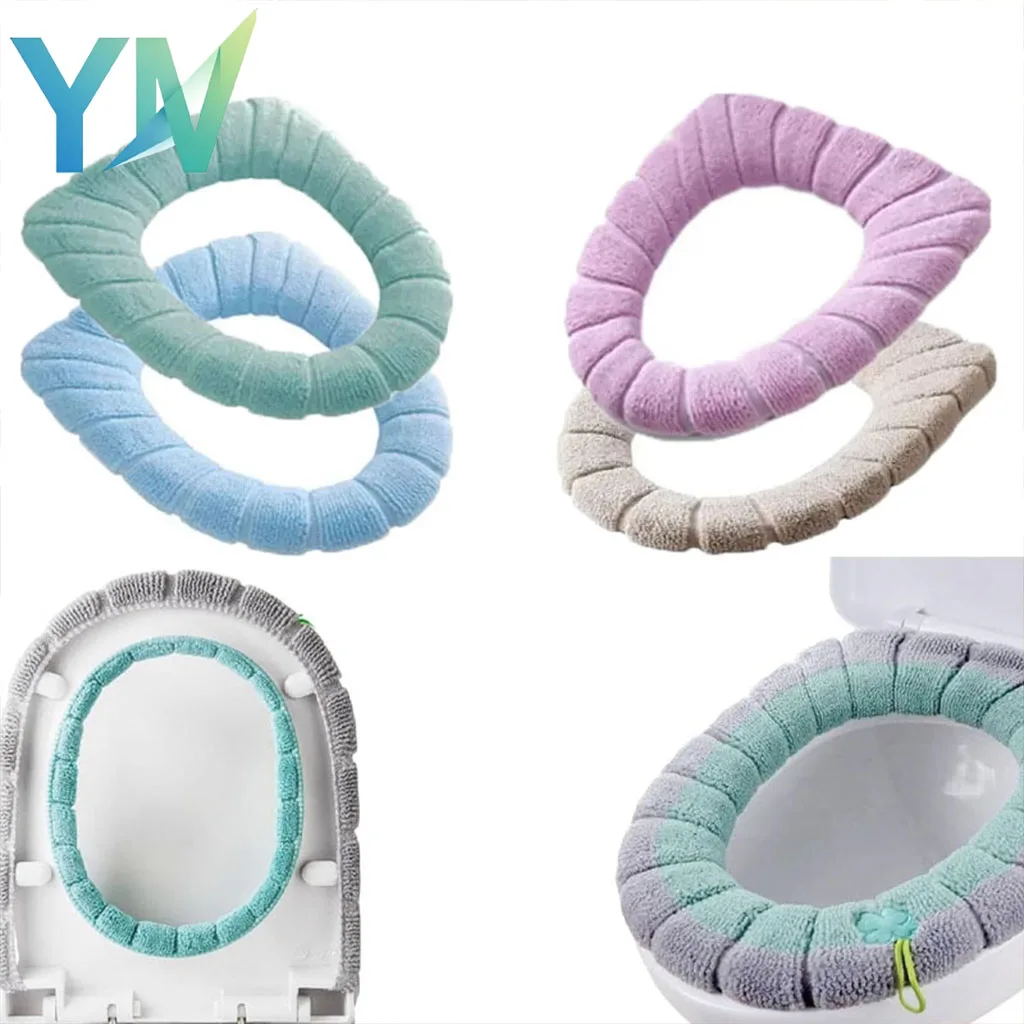 1-20PCS Thick Plush Toilet Seat Cover Fleece Lined Elastic Anti Slip Warm Soft Durable for Household Bathroom Winter Daily Use
