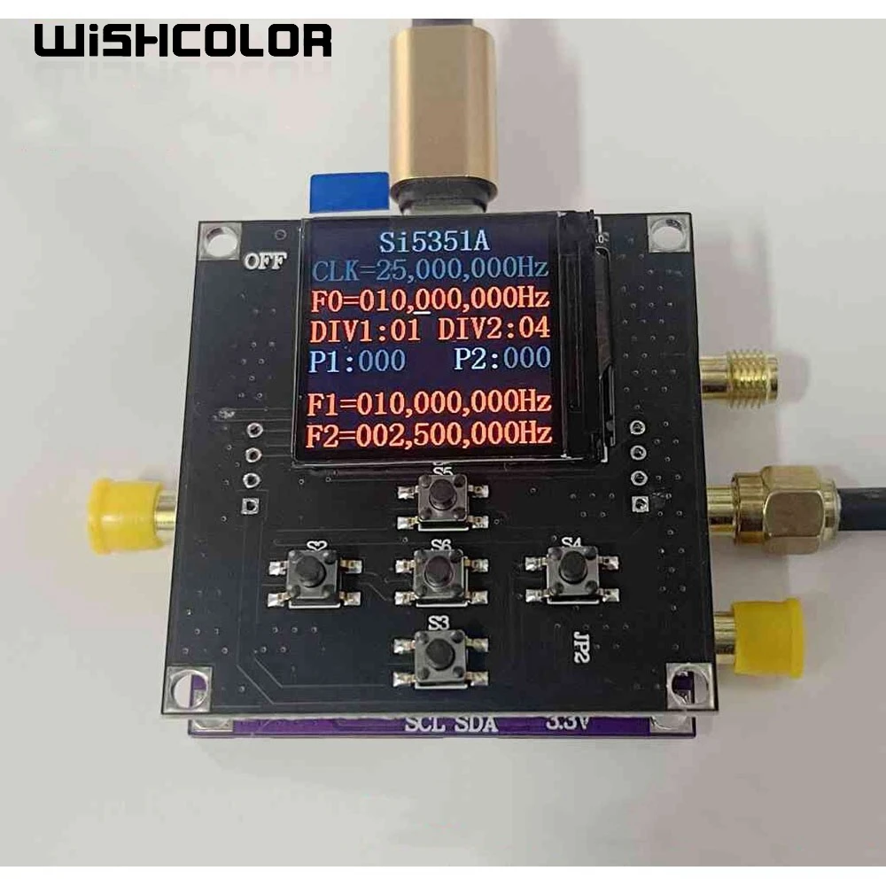 Wishcolor papan inti SI5351A-V2 modul Generator sinyal jam 0,5 ppm VCXO + STM32 papan kontrol utama dengan TFT LCD