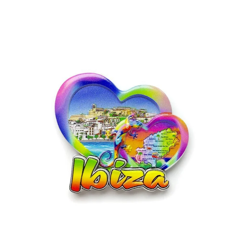 

Ibiza Heart-shaped Tourist Souvenir Resin Landmark Building Decoration Magnetic Fridge Magnet