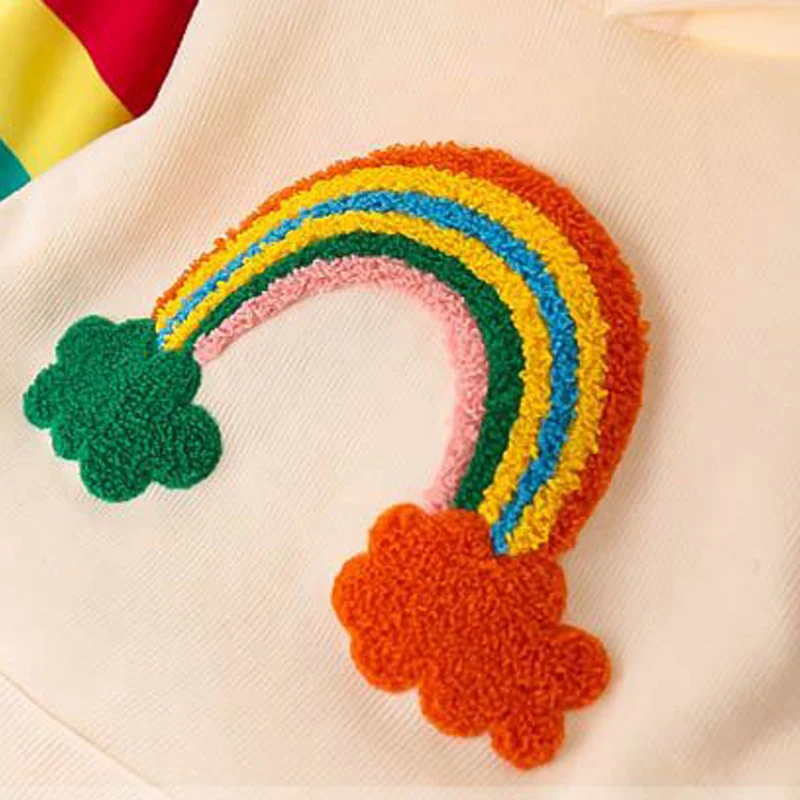 Melario Mädchen Kleid Herbst Langarm Regenbogen Gestreiften Prinzessin Kleider für Mädchen Kinder Kleid Lässige Kinder Kleidung – Detail 5