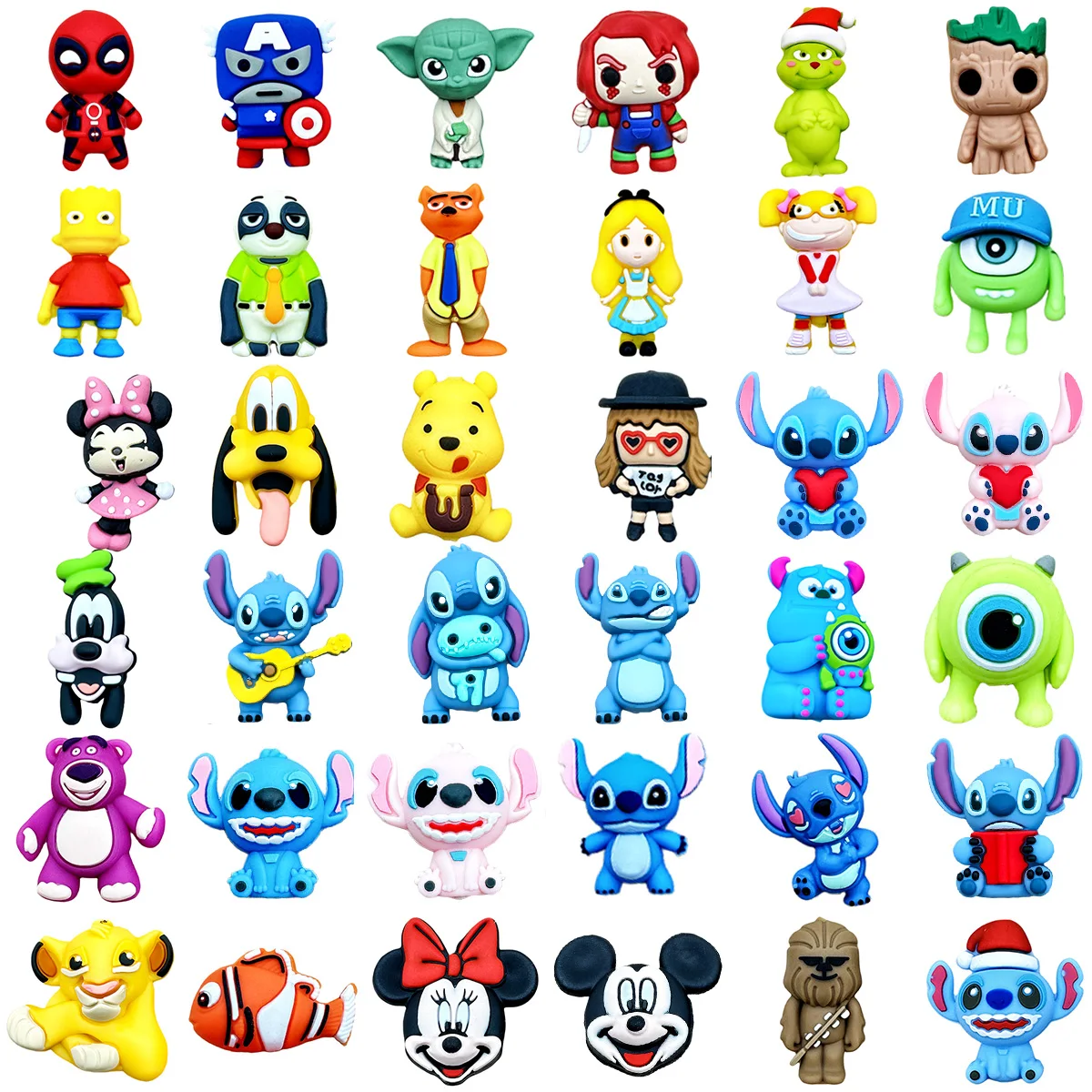 10pcs 3D Silicone Beads Popular Character Food Grade Silicone Loose Beads for DIY Bracelet Pacifiers Necklace Jewelry Craft