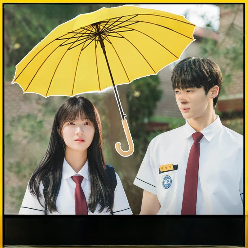 

Yellow Long Handle Umbrella Thickened Outdoor Sunshade Rainproof High Aesthetic Value Large Size Handy Bagging Home Daily Use