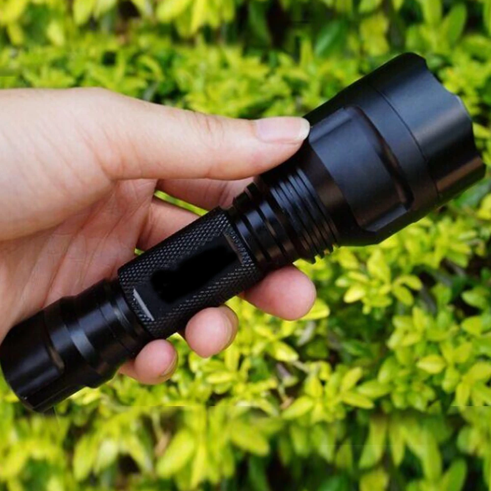 C8 Red Hunting Flashlight 1 Mode USB Rechargeable Torch 18650 Tactical Flashlights Waterproof Lamp Gun Mount Waterproof Light