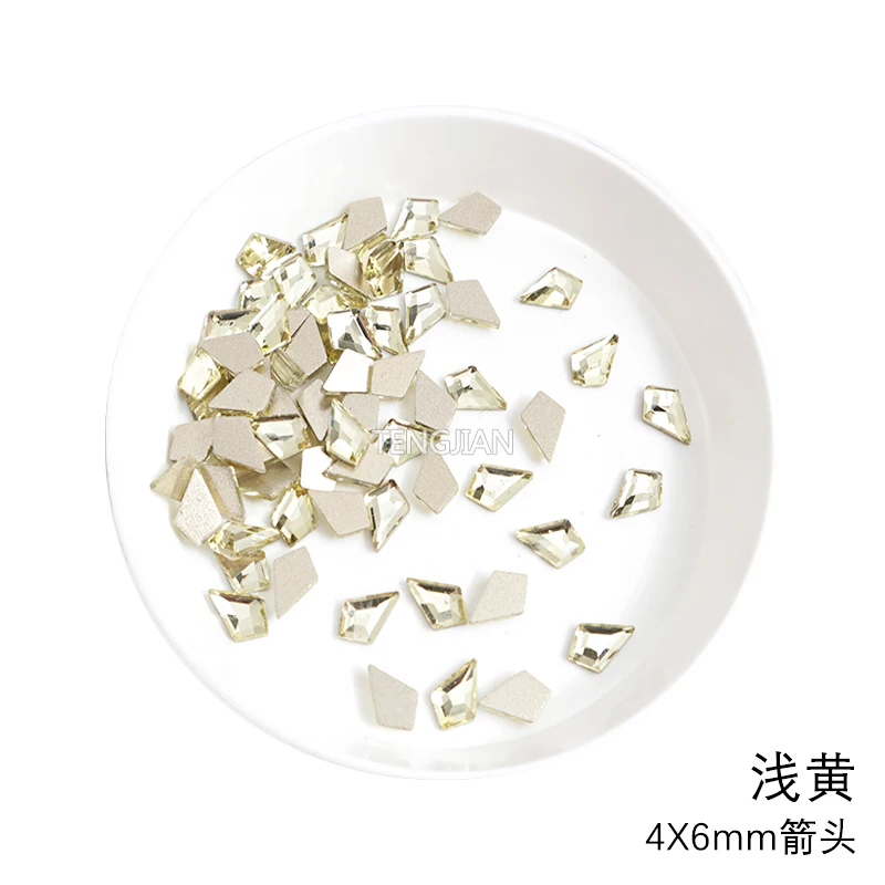 Arrow 4X6MM Beautiful Glass Crystals Flat Back Nail Art Rhinestones 12Color 3D DIY Manicure Decorations Diamond 100Pcs