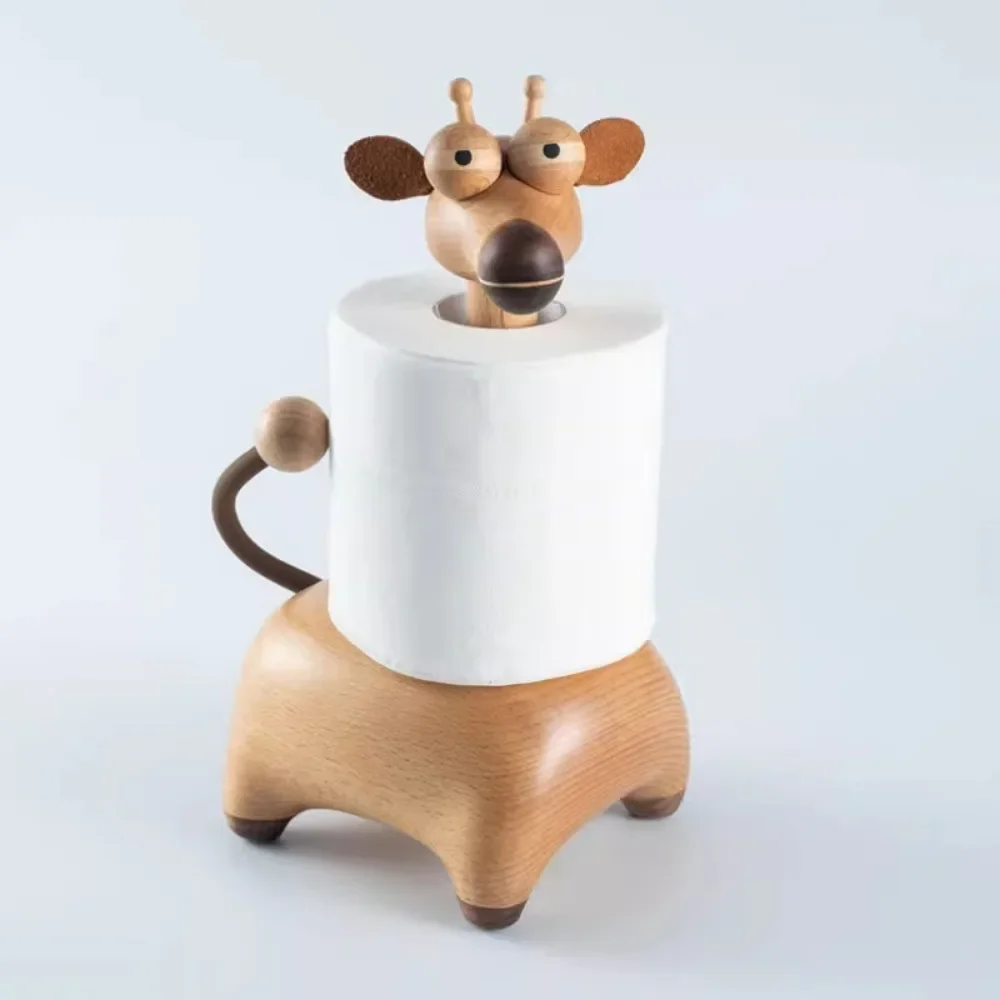 Original Shangcheng Giraffe tissue holder, Mother's Day high-end gift, wooden roll paper holder, solid wood decoration, European