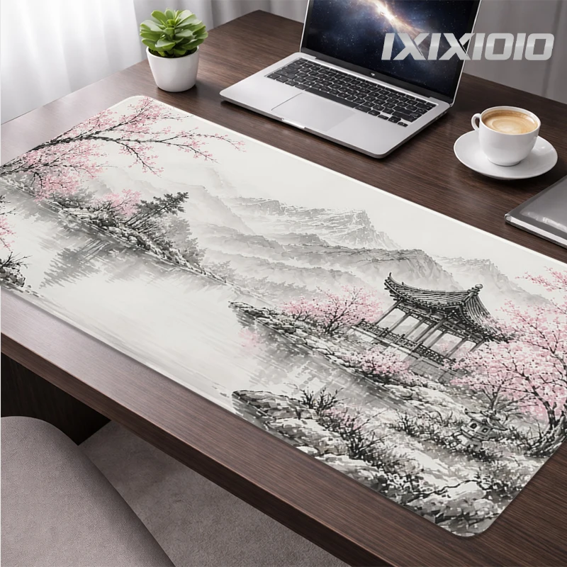 Mouse Pad Gamer Japanese Pink Cherry Blossoms printon demand Custom Computer New Mousepad XXL Carpet Soft Computer Table Mat