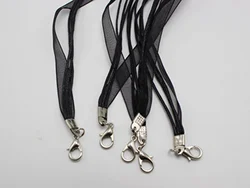 20 Black Organza Ribbon Waxen Cord Necklace 17