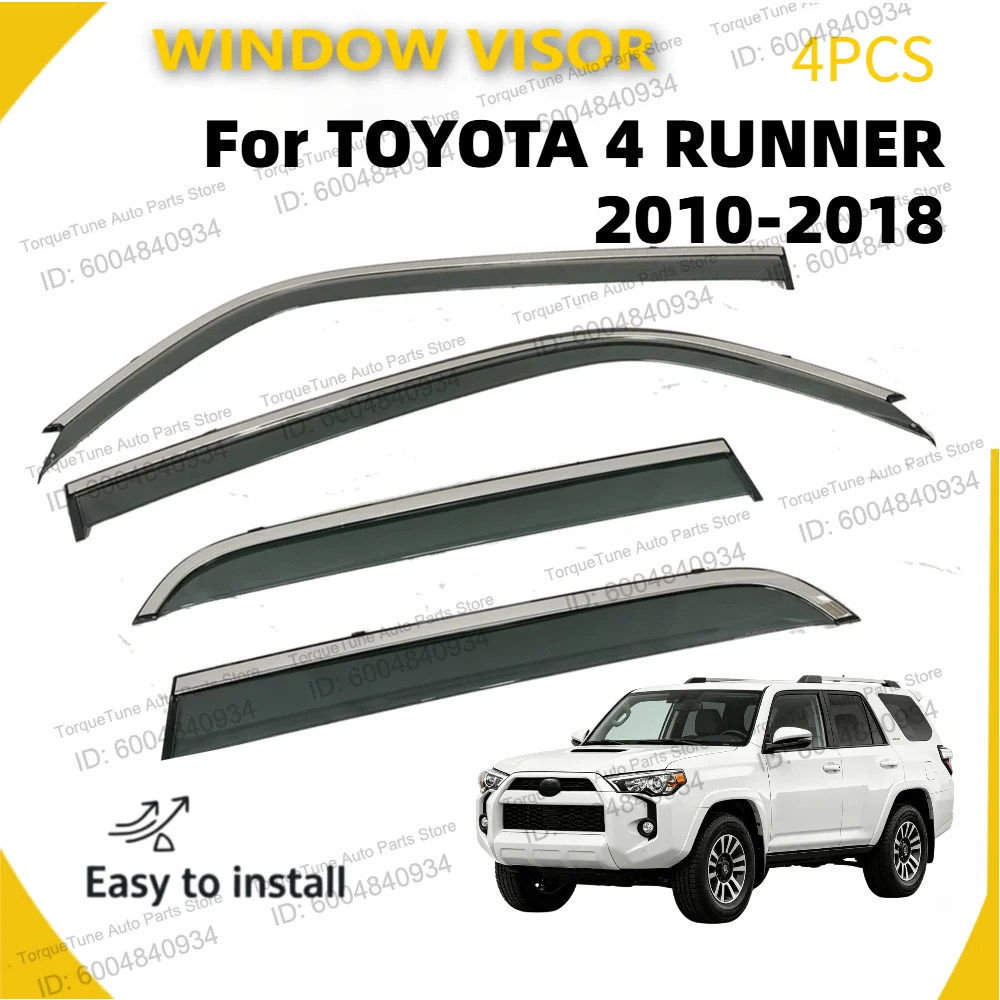 High End Injection PC Stainless Steel Window Visor For TOYOTA 4 RUNNER 2010-2018 Wind Deflector Rain Guard Trim